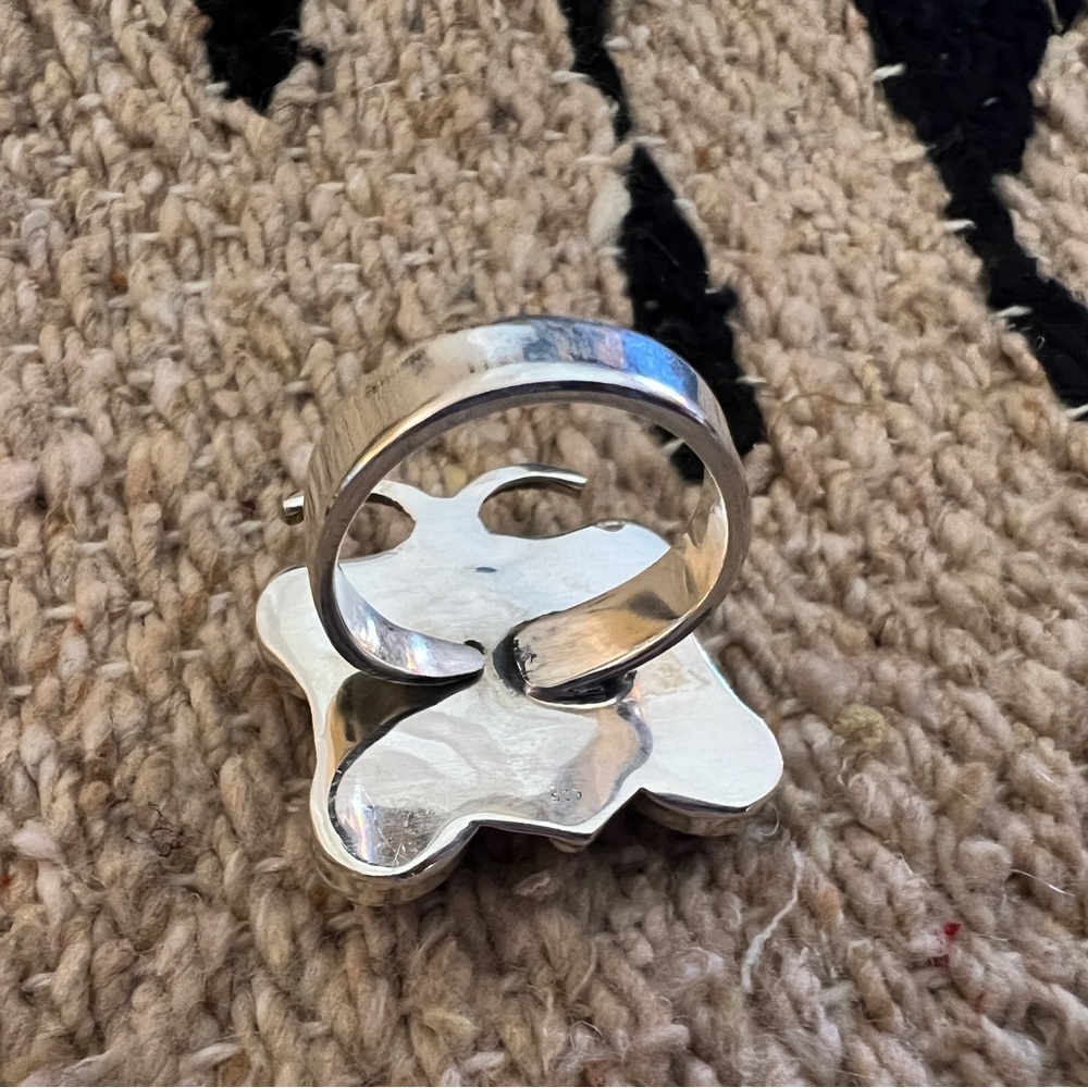 ❤️ Purple Dahlia Kingman Turquoise Butterfly Adjustable Sterling Ring 9.4 Gm - Picture 13 of 15